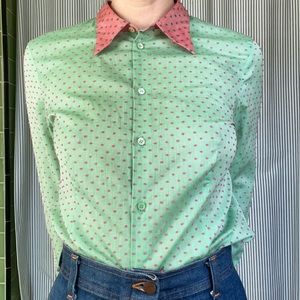 MIU MIU Green & Pink Button Down